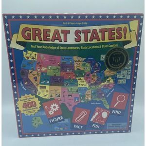 Great States Board Game Geography Trivia Homeschool New & Sealed, Best Toy Award